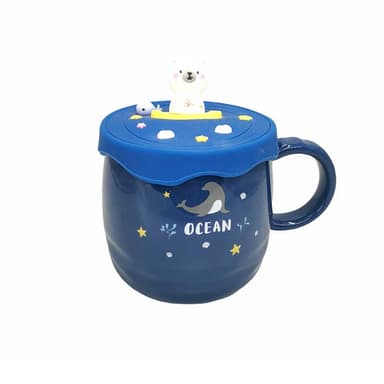 ماگ  درب دار سرامیکی فانتزی طرح دار کد 268