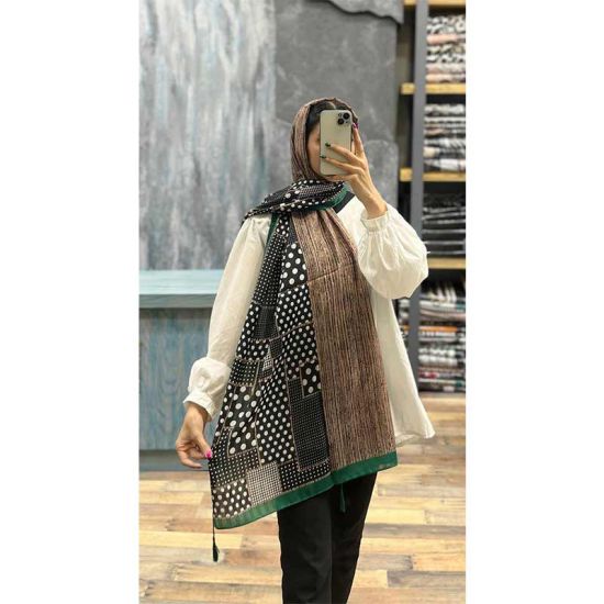 شال وارداتی حاشیه رنگی طرح خالدار