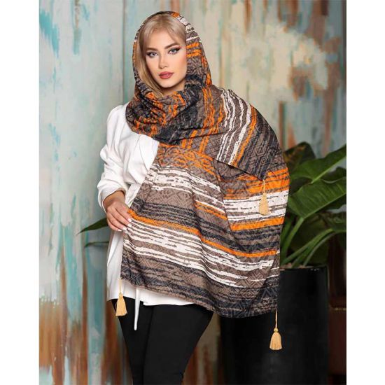شال آبرنگی سنتی منگوله دار