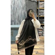 شال وارداتی حاشیه رنگی طرح زنجیردار