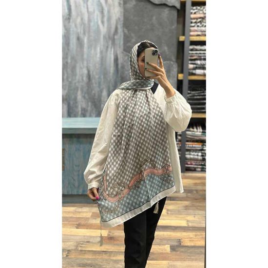شال وارداتی حاشیه رنگی طرح زنجیردار