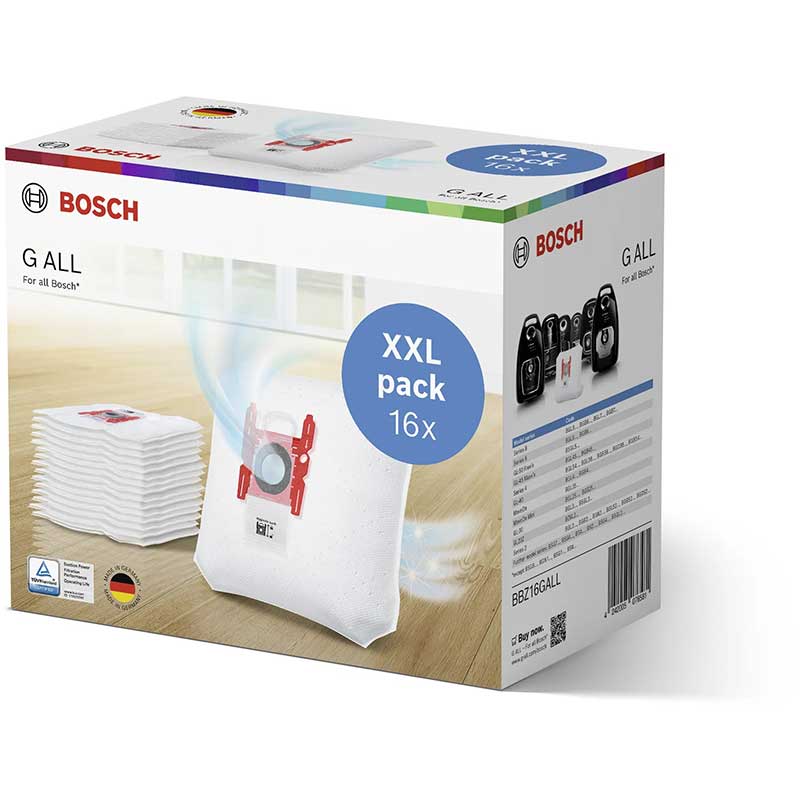 پاکت اورجینال جارو برقی بوش مدل BOSCH BBZ16GALL (16عددی+فیلتر هپا)